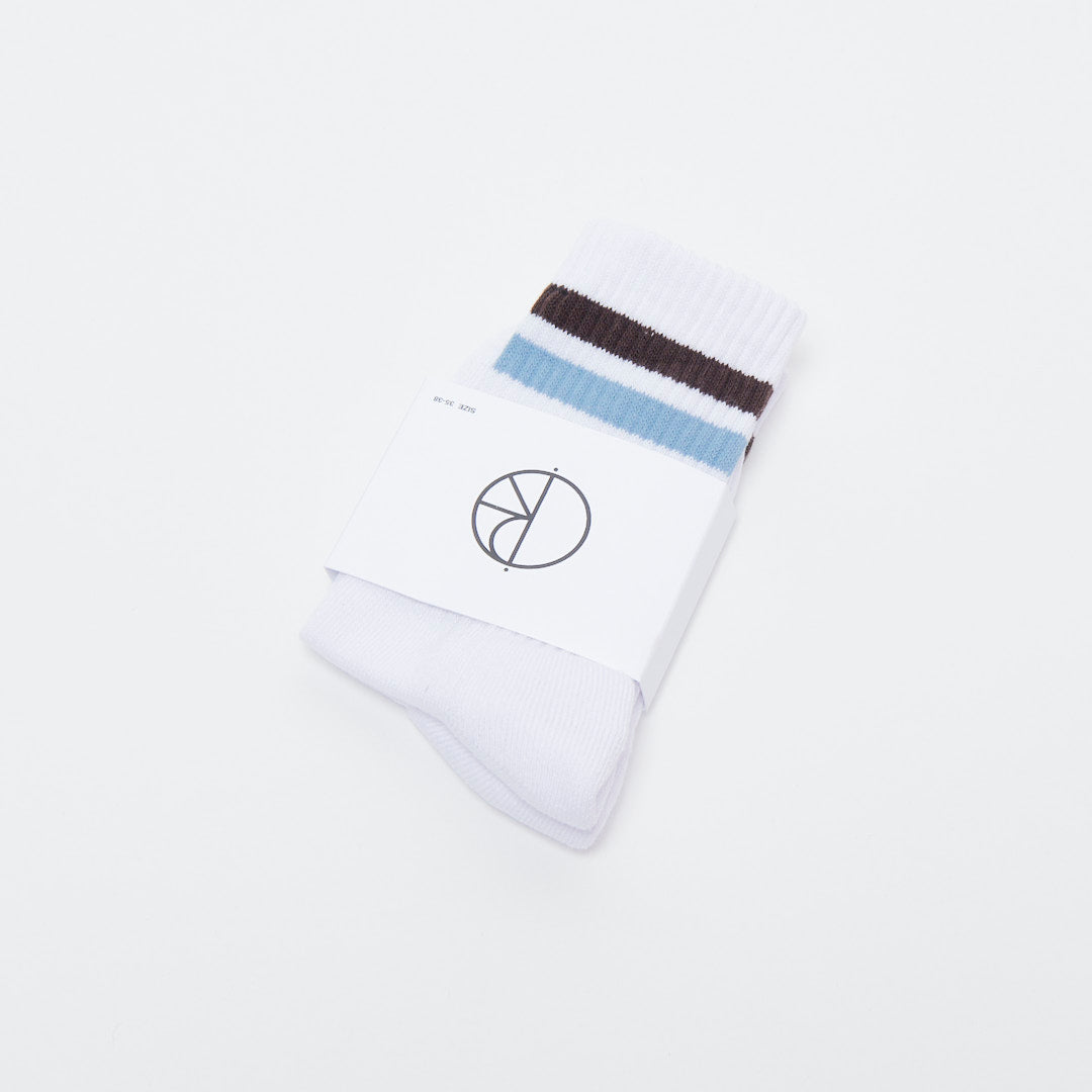 Polar Skate Co Stripe Socks - White / Navy / Grey