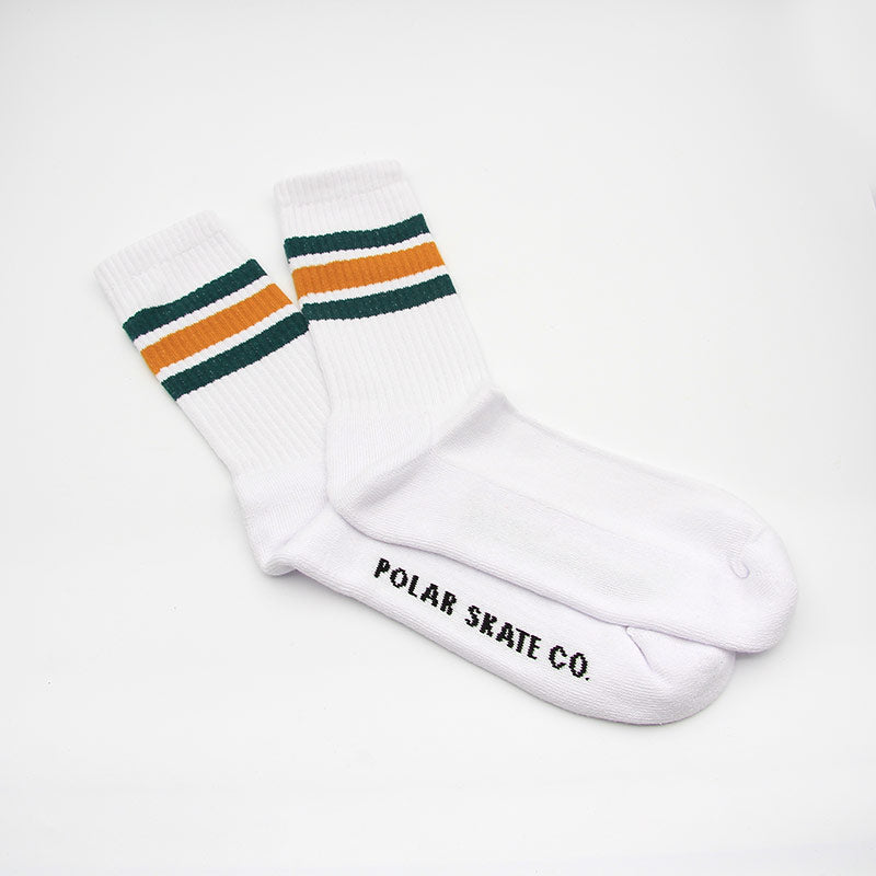 Polar Skate Co Stripe Socks White / Teal / Orange