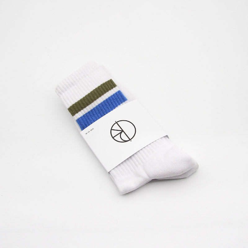 Polar Skate Co Stripe Socks  White / Army / Blue