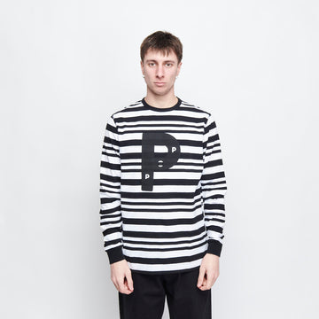 Pop Trading Company - Big P Striped Longsleeve T-shirt (Black/White)