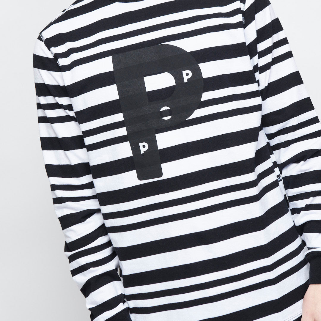 Pop Trading Company - Big P Striped Longsleeve T-shirt (Black/White)