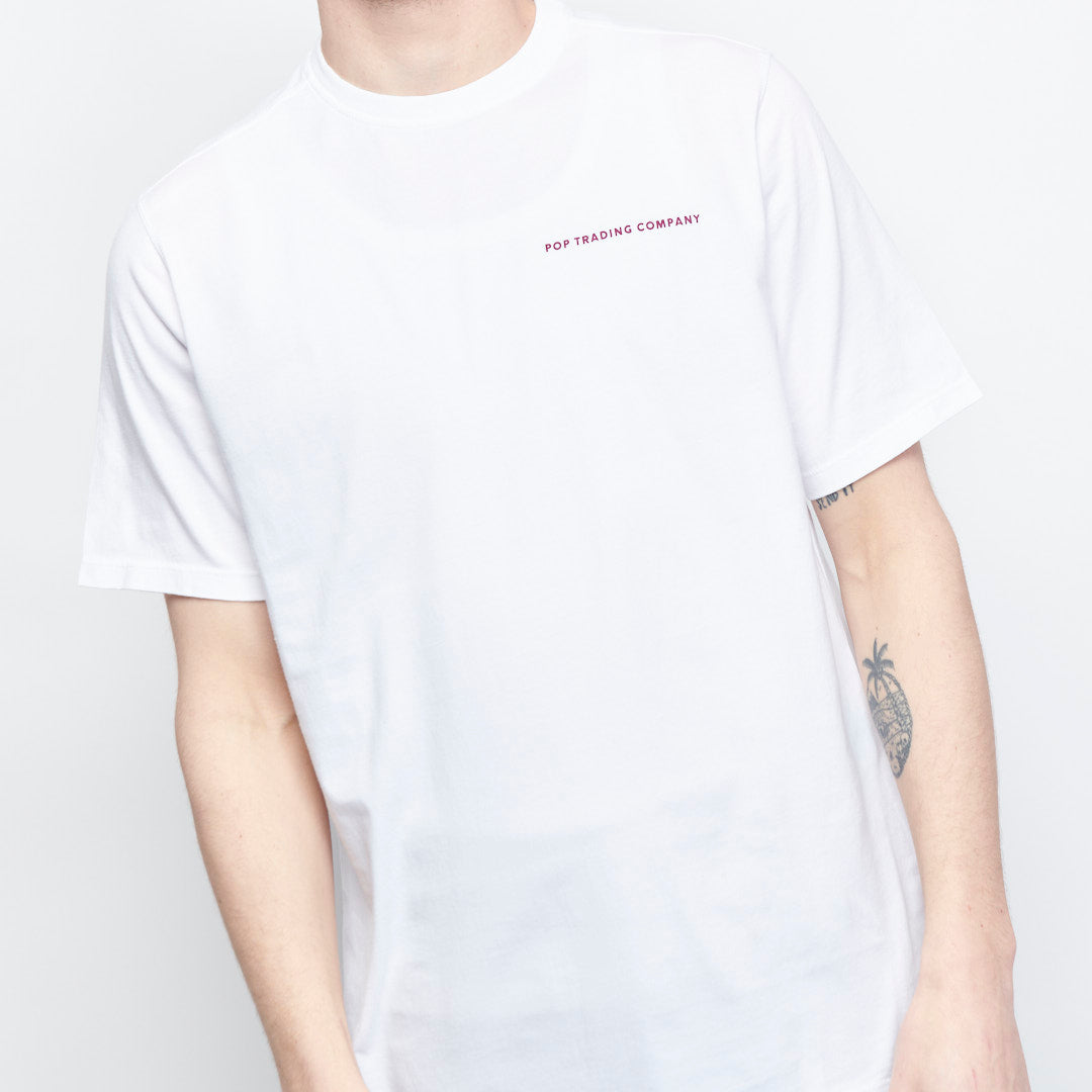 Pop Trading Company - Logo T-shirt (White/Raspberry)