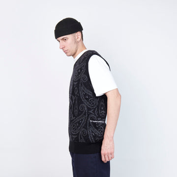 Pop Trading Company - Paisley Knitted Spencer Vest (Anthracite)