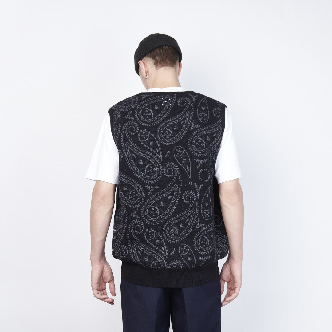 Pop Trading Company - Paisley Knitted Spencer Vest (Anthracite)