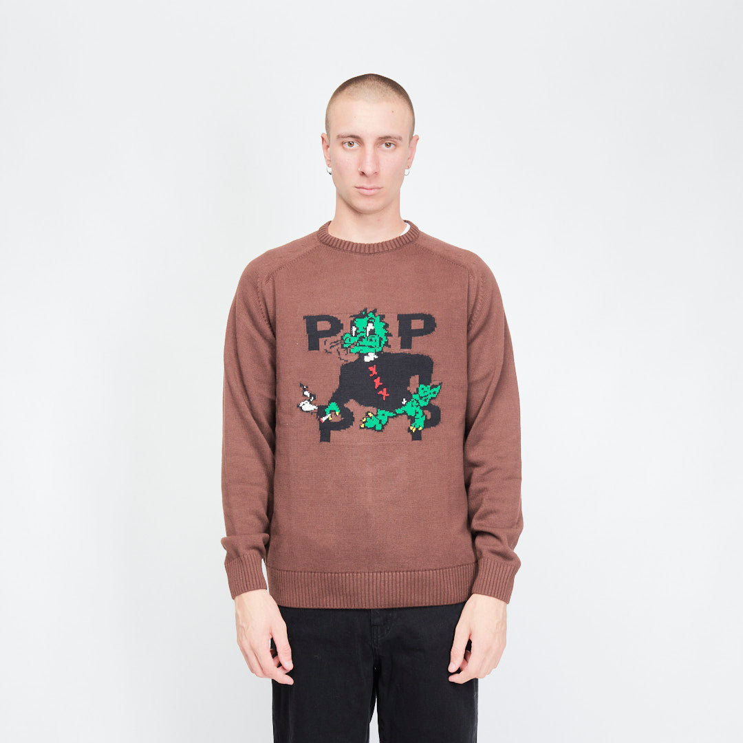 Pop Trading Company - Smoking Dragon Knitted Crewneck (Rain Drum)