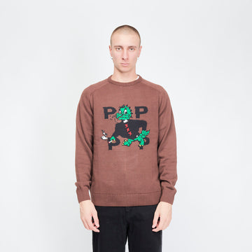 Pop Trading Company - Smoking Dragon Knitted Crewneck (Rain Drum)