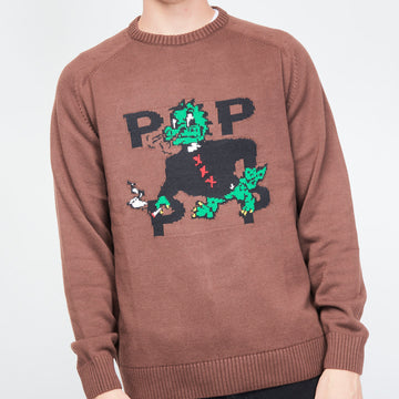 Pop Trading Company - Smoking Dragon Knitted Crewneck (Rain Drum)