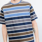 Pop Trading Company Striped Logo Shortsleeve (Coastal fjord)