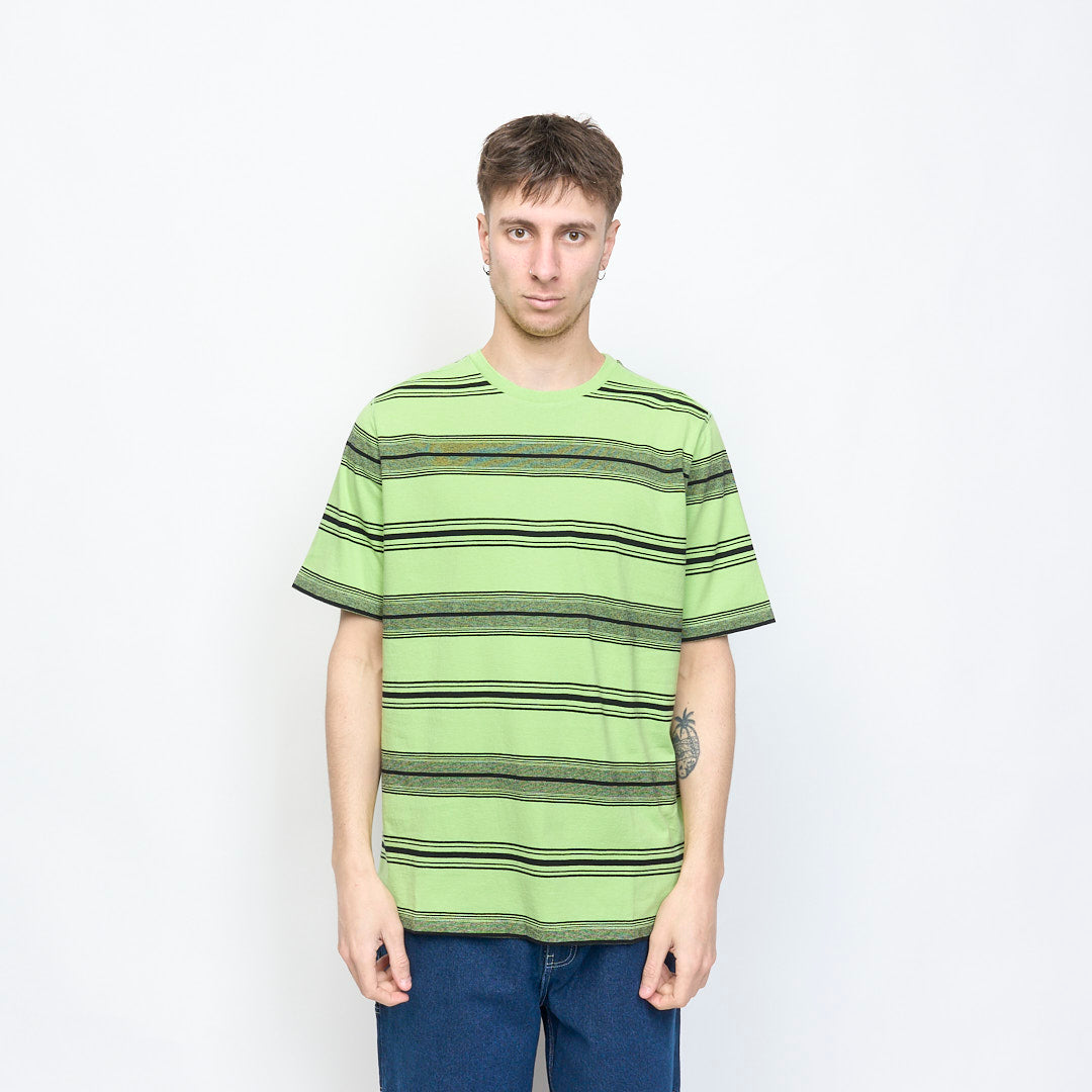 Pop Trading Company - Striped Logo T-Shirt (Jade Lime)