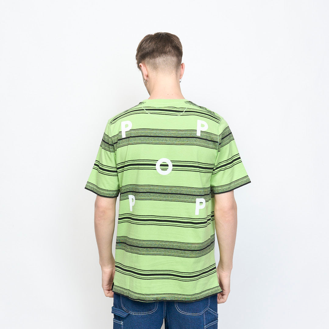 Pop Trading Company - Striped Logo T-Shirt (Jade Lime)