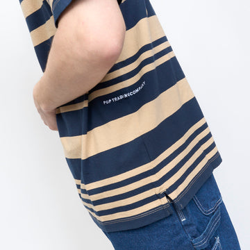 Pop Trading Company - Striped Logo T-Shirt (Sesame)