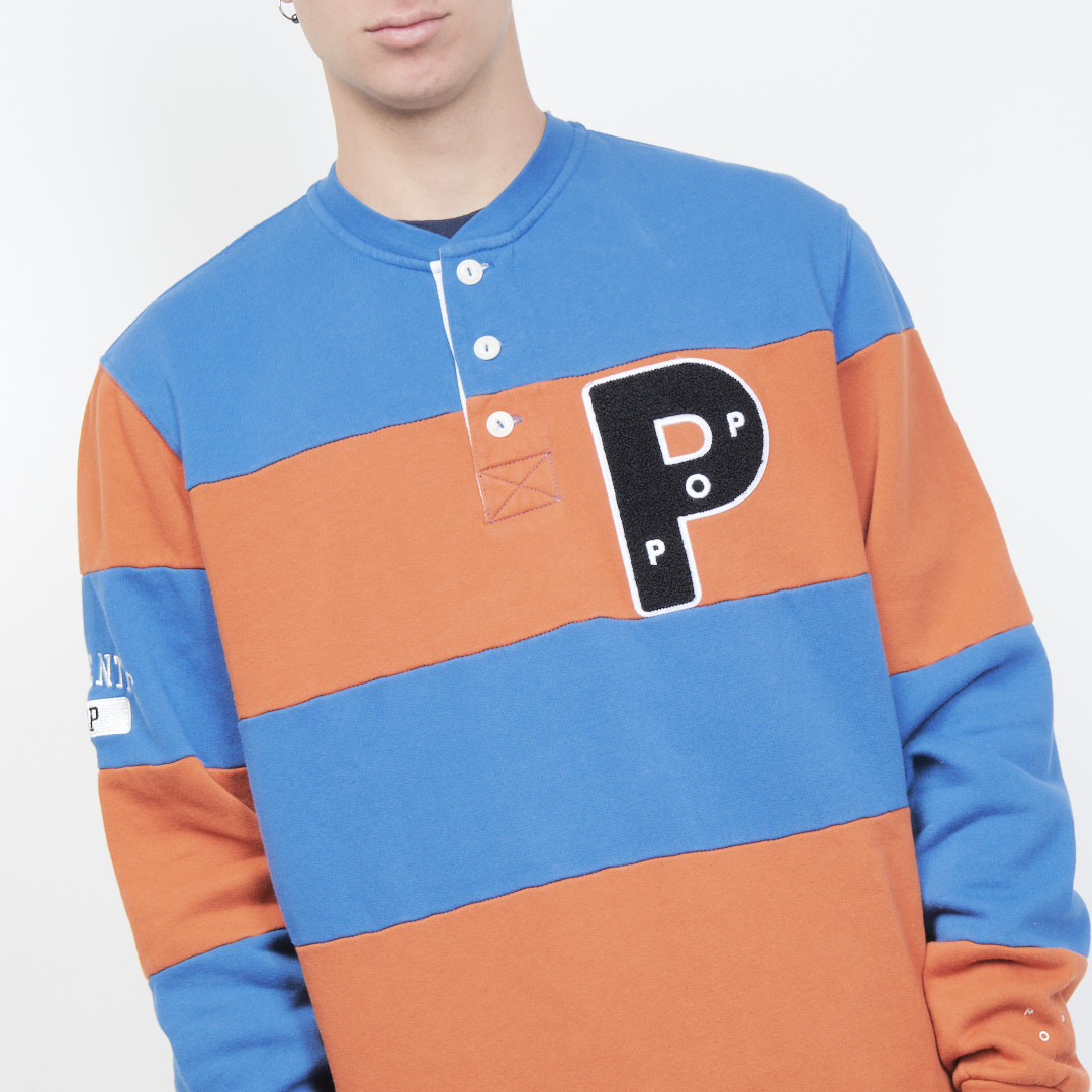 Pop Trading Company - striped henley sweat (Limoges)