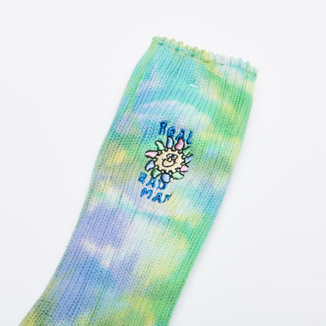 Real Bad Man Delic Sun Tie Dye Embroidered Socks