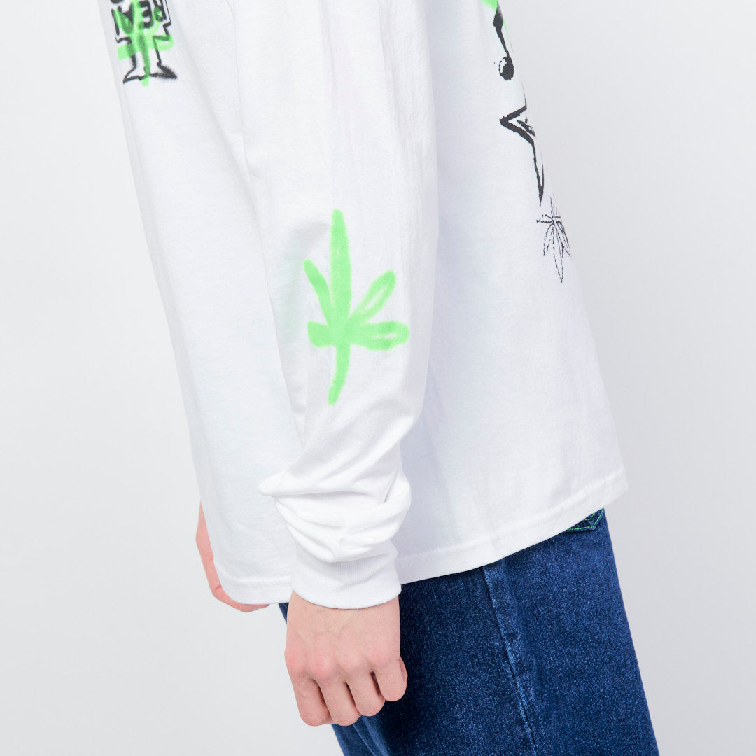 Real Bad Man Free The Weed L/S Tee - White