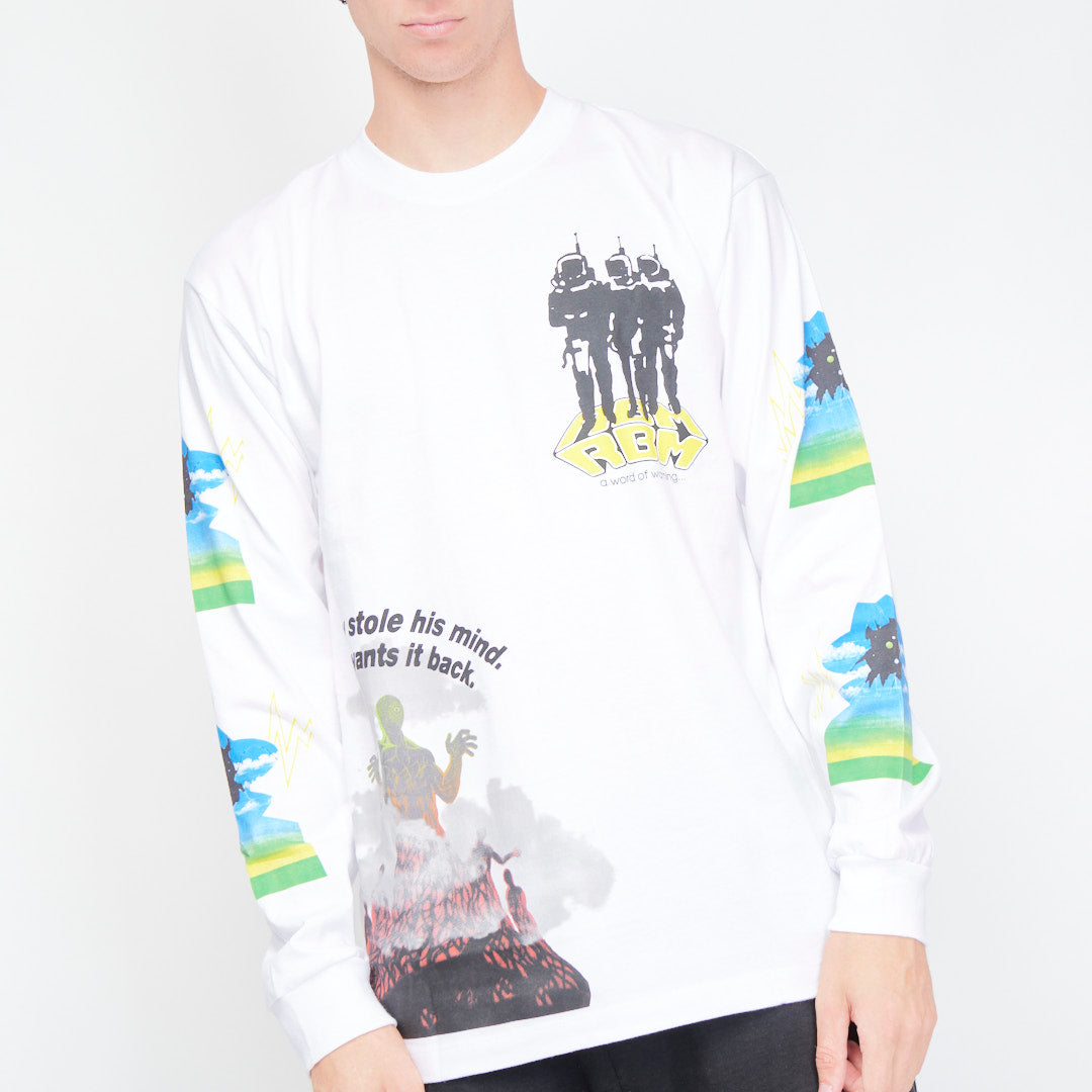 Real Bad Man - Hardcore Sci Fi  LS Tee  (White)