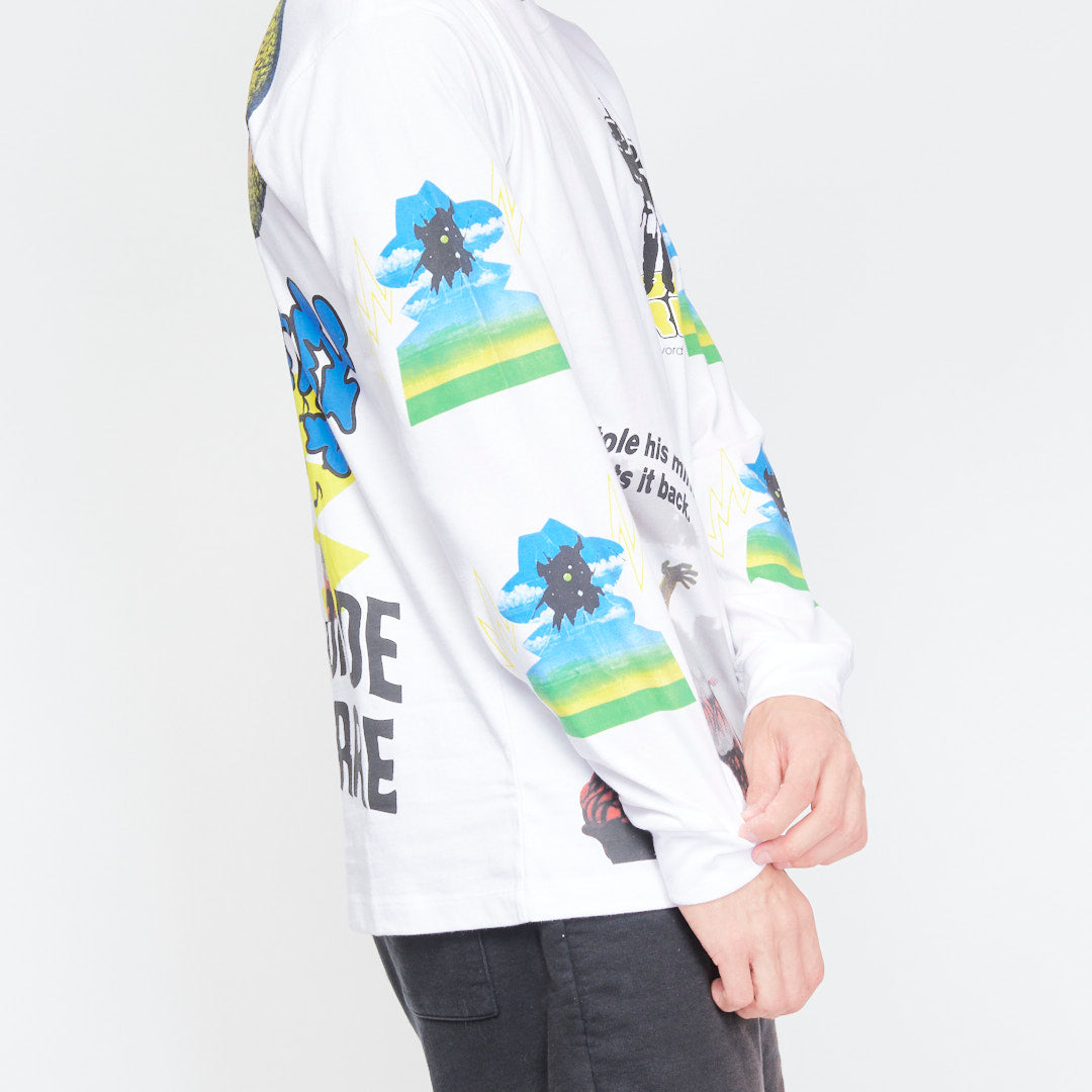 Real Bad Man - Hardcore Sci Fi  LS Tee  (White)