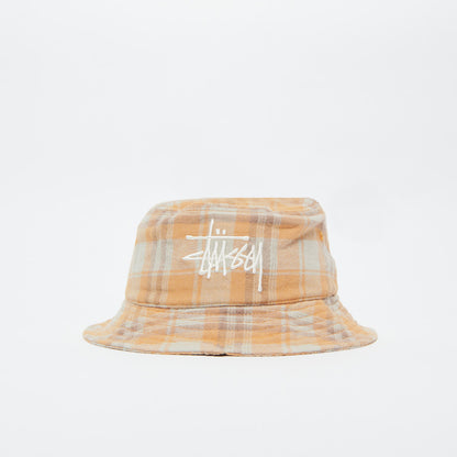 STUSSY Earth Plaid Basic Bucket Hat - Mustard