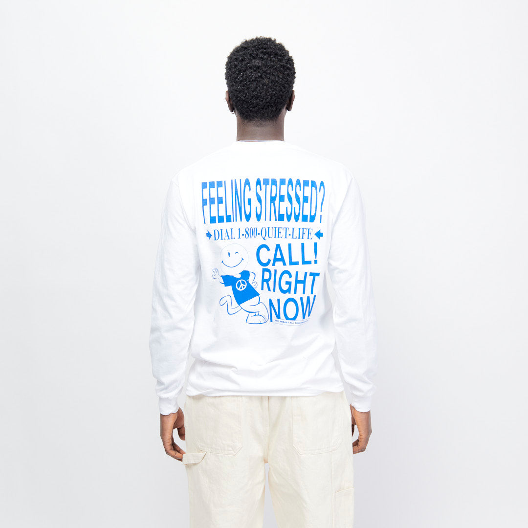 The Quiet Life Stressed Long Sleeve Tee (White)