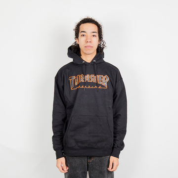 Thrasher Sweat Oultined Hood - Black/Orange