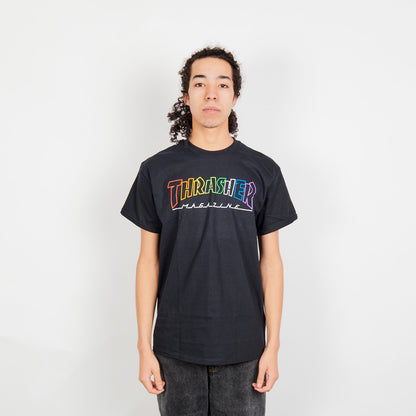 Thrasher T-Shirt Outlined Rainbow Mag - Black