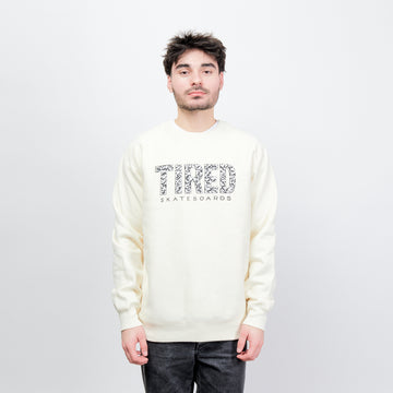 Tired Skateboards Elephant Pattern Crew - White