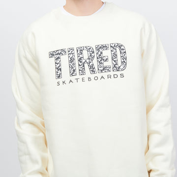 Tired Skateboards Elephant Pattern Crew - White